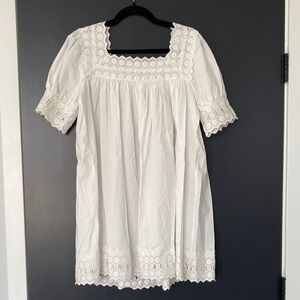 Doen White Lace Trim Dress